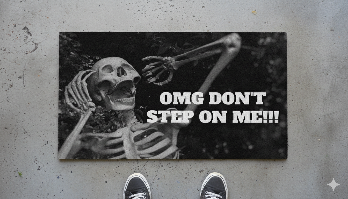 OMG Don’t Step on Me Welcome Mat – Funny Spooky Horror Doormat